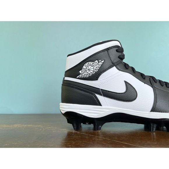 Jordan 1 Mid Alpha Menace White/Black Football Cleats Men's Size 13 FJ6805-100 - Picture 4 of 10